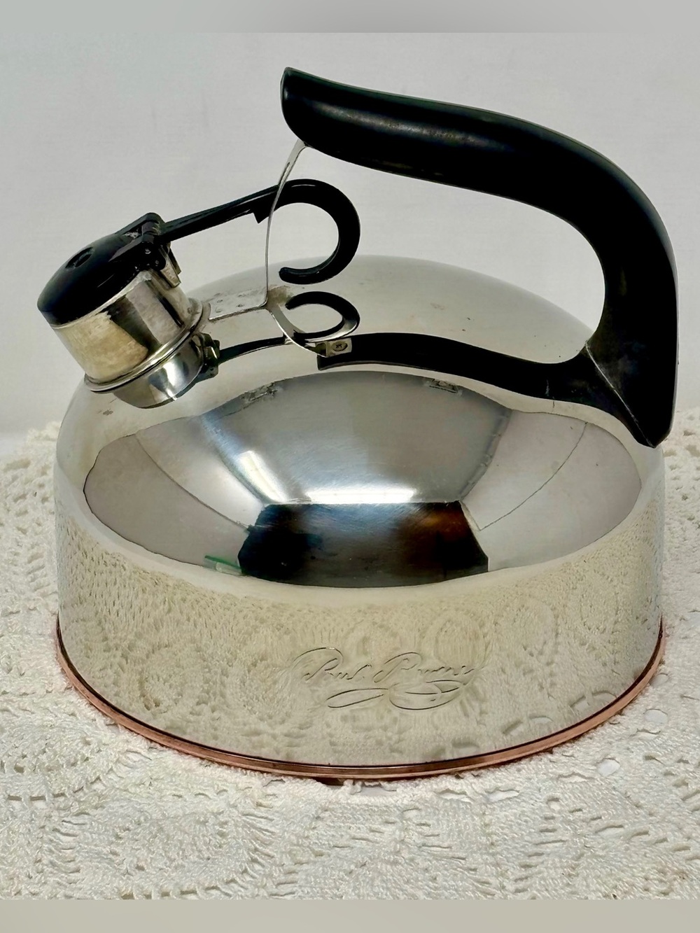 Vintage Paul Revere Ware Copper Bottom Whistling Tea Kettle 2 Quart 90-C Korea